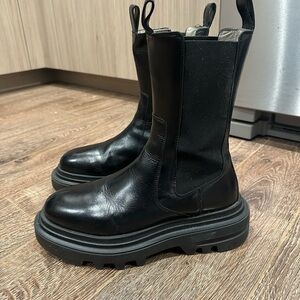 All Saints Black Leather Unisex Boots